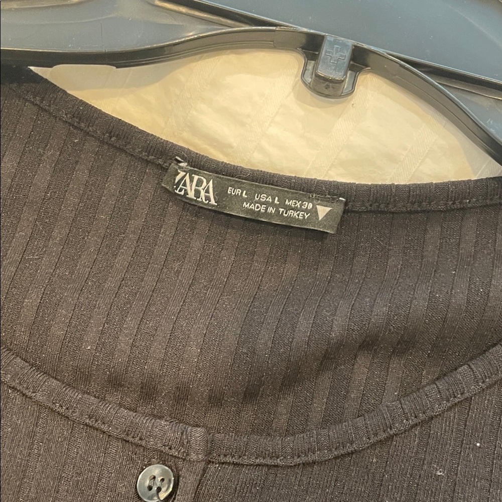 Zara Black Ribbed Button-Front Midi Dress - Picture 8 of 8